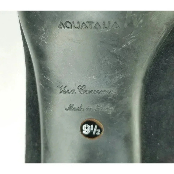 AQUATALIA Size 9.5 Women's Rosetta Black Suede Slip On Point Toe Heeled Bootie - Picture 4 of 13